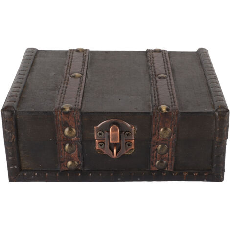 Coffret en Bois Vintage avec Serrure - Petite Boîte de Rangement Décorative pour Bijoux