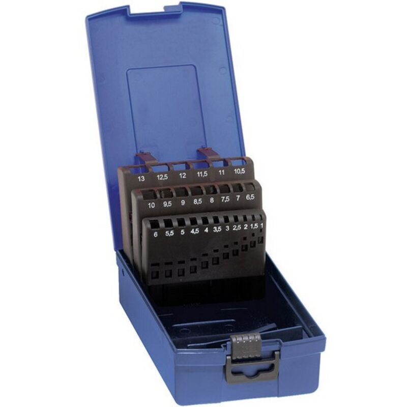 Coffret en plastique, vide, Pour Ø de foret : 1,00-10,00 mm, Nombre de forets 19 pièce, Pas 0,5 mm
