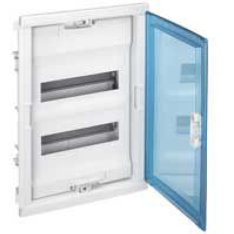 Coffret modulaire encastré 2 rangées 24+4 mod porte isolante galbée transparente Legrand 001522