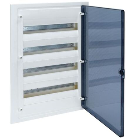 Coffret encastré 4 rangées 72 Modules porte transparente HAGER VF418TR