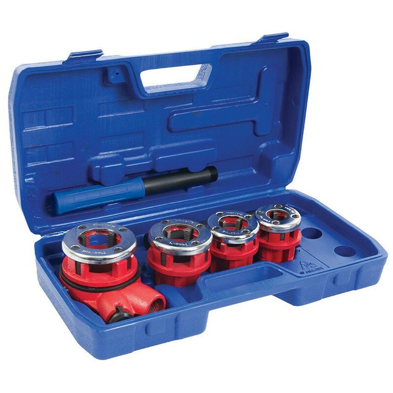 Silverline - Promo coffret filieres pour tubes de plombier bspt 1/2 , 3/4 , 1 et 1-1/4