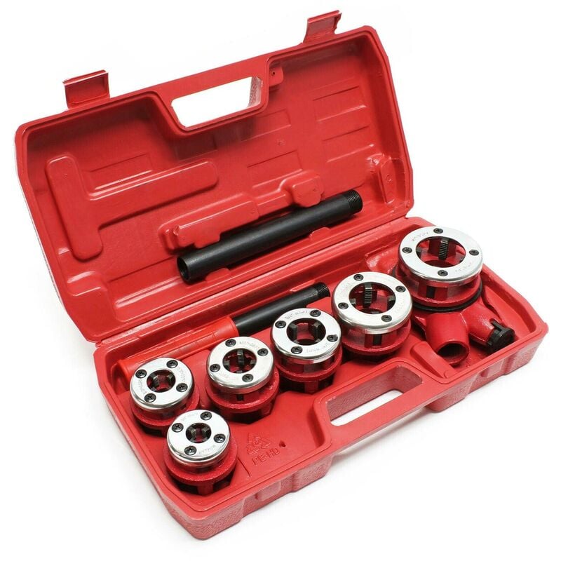 Helloshop26 - Coffret filières de plombier à tête interchangeable taraud coupe-tube 9 pièces