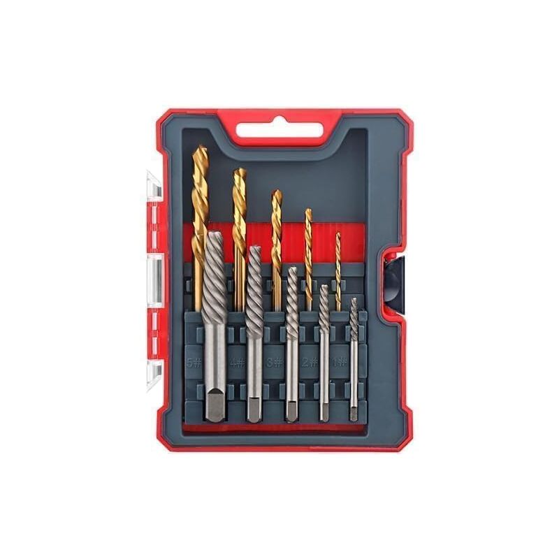 Coffret Forets 10 Extracteurs de Vis Cassée, Vis Endommagées et Goujons et Forets HSS en Titane - Tailles 1-9mm à 5-13mm