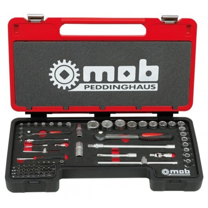 Mob Outillage - mob - Boîte à outils fusion box cargo douilles - 1/4''-1/2'' 70 pièces 6 pans cliquet rond