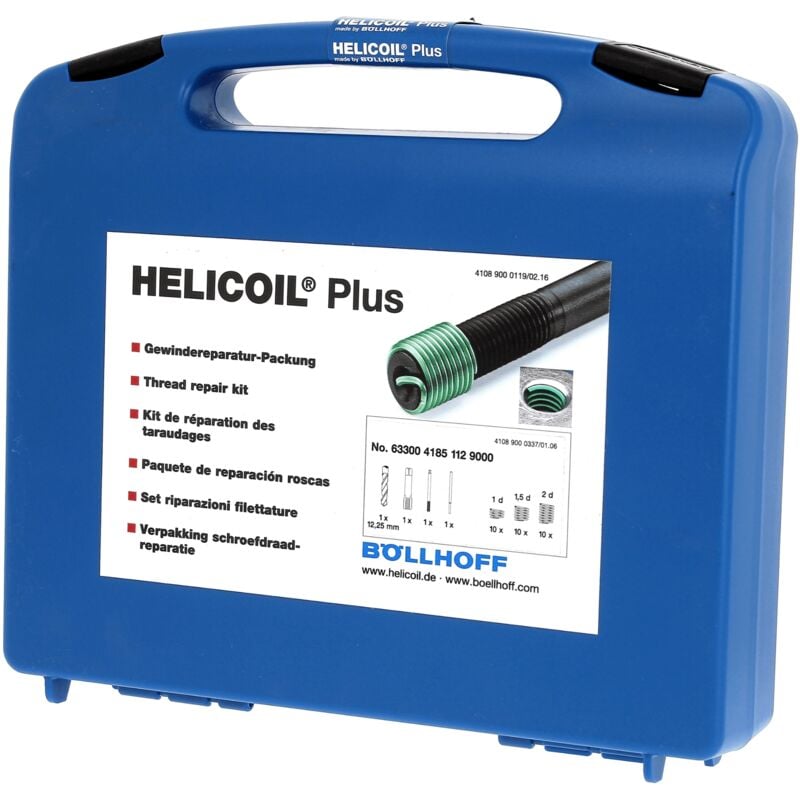 Coffret 30 HELICOIL® M8X8/12/16 Pas100 +Foret+Taraud+Broche+Rupteur