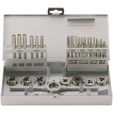 Coffret industriel 30 pcs tarauds à main / filières HSS-G M3 à M12 MW-Tech SKC30ETM
