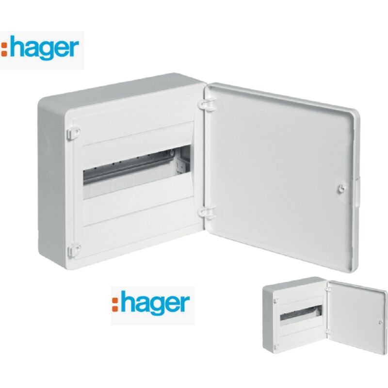 Coffret électrique Apparent 12 modules 1 rangée + porte Pleine Blanc Hager VS112P