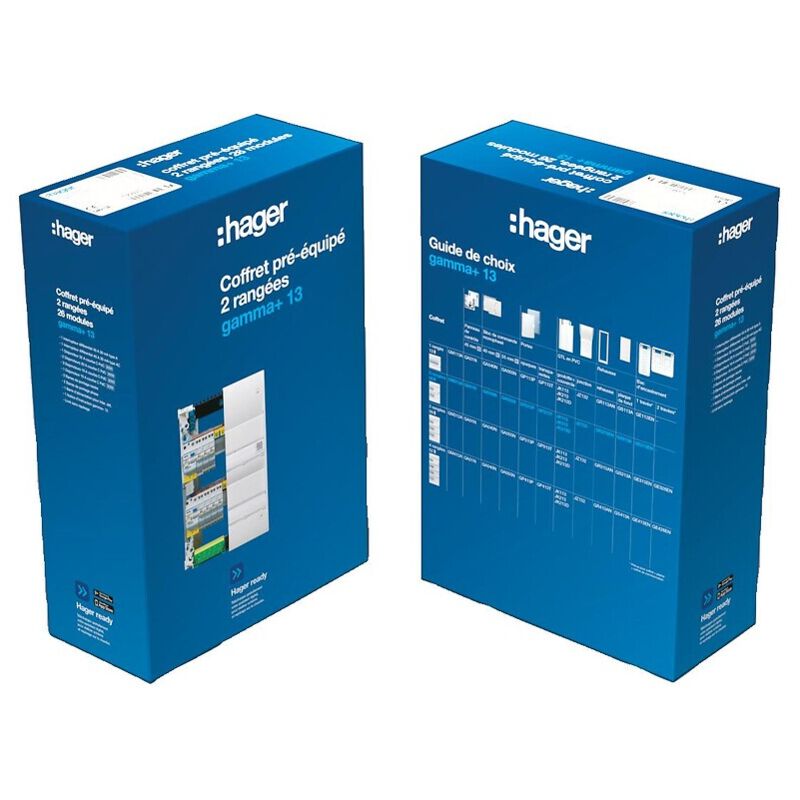 Hager - Coffret électrique pré-équipé 2 rangées gamma+