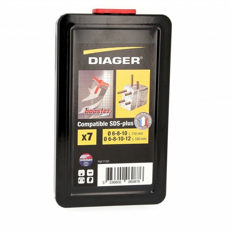 Bricovis - Coffret Métal de 7 Forets Booster+ L110 Et L160: ø 6-8-10+L160: ø 12