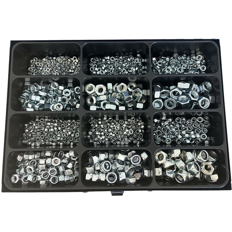 Coffret metallique de 1270 ecrous - 12 dimensions
