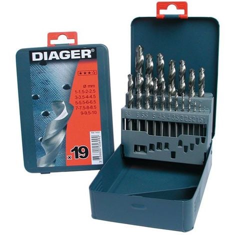 Coffret Métallique Forets HSS Pro x19 Diam 1 à 10 DIAGER - 745D