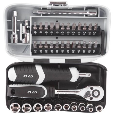 Coffret mini cliquet 1/4" + douilles + embouts (39pcs)- OS 1050 - CLAS Equipements