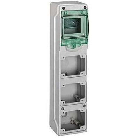 Coffret mini Mureva - pour prises - 98 x 392 mm - 4 modules - 3 ouvertures - 13152M