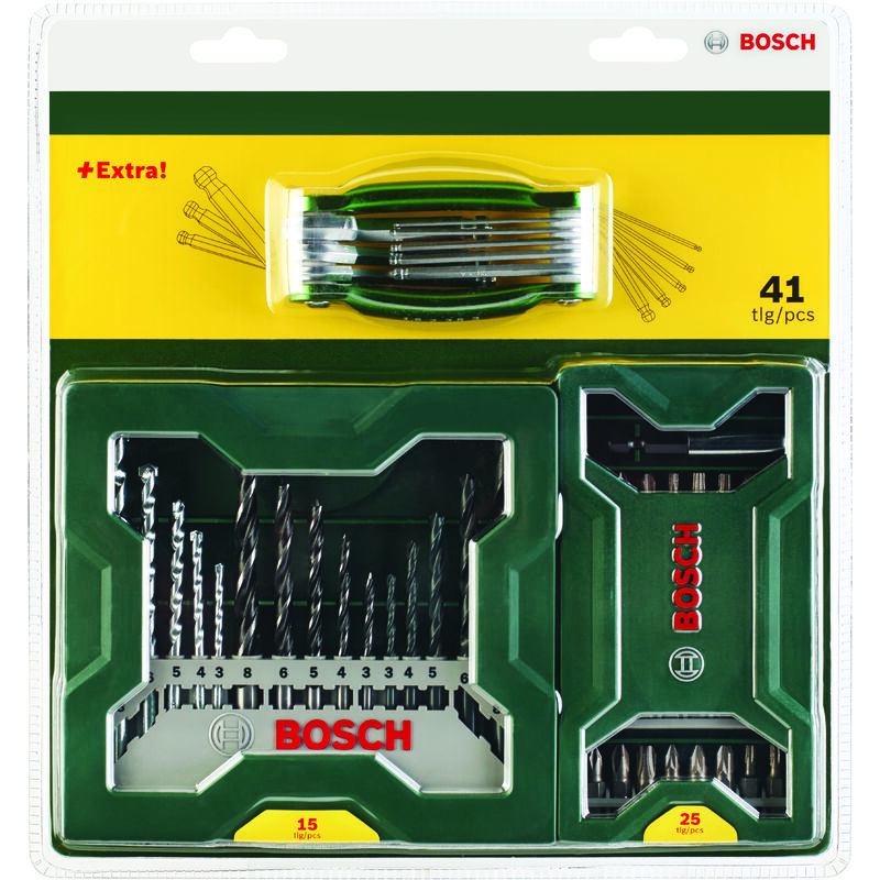 Bosch - Assortiment : Jeu de 15 forets + jeu de 25 embouts de tournevis + outil de pliage hexagonal 2607017333