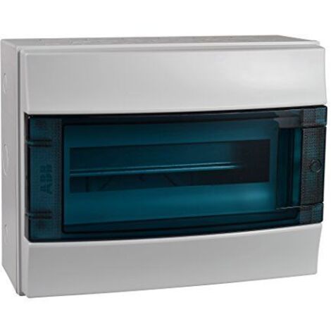 Coffret modulaire en saillie 1 rangee 12 modules 320x250x155mm + bornier et porte transparente IP65 Mistral65 ABB