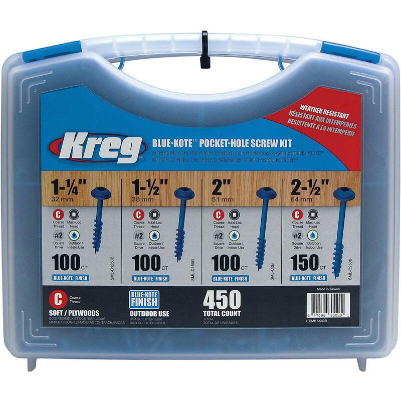 Mallette d'assortiment de vis Kreg Blue-Kote