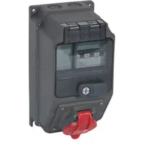 Coffret monoprise Hypra IP44 1 prise 3P+N+T 16A 380V à 415V et 1 disjoncteur (059218)