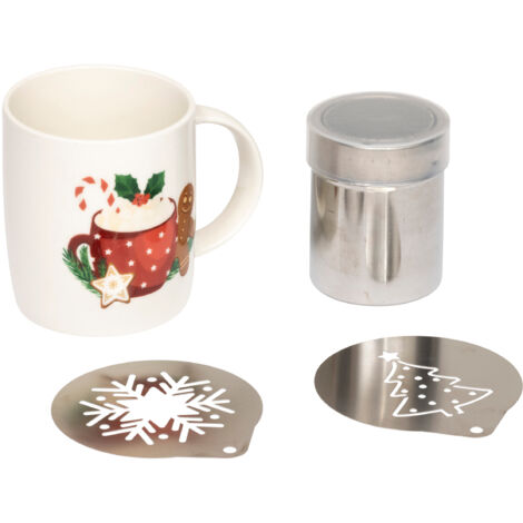 Coffret Mug de Noël avec pochoirs et saupoudreuse