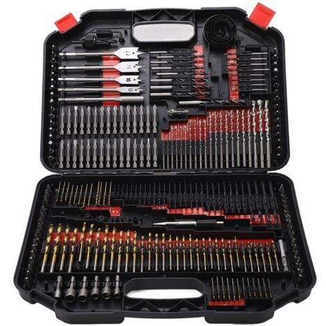 Coffret multi-outils 246PCS – Forets en acier au carbone pour bois, métal, ciment – Boîte de rangement portable – Usage pro