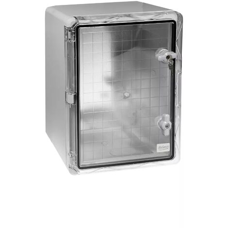 Coffret mural haute-résistance boîtier 500 x 400 x 240 - Porte transparente / Serrure clé /  Plaque montage / IP65 / ABS