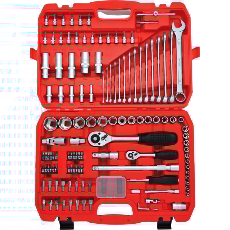 Coffret de douilles, Boîte à outils de mécanicien 125 pièces, 568-50 - Famex