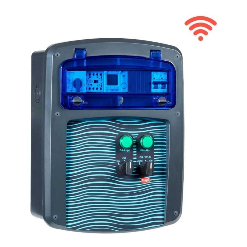Coffret piscine pour filtration connecté + éclairage + traitement de l'eau Nalto