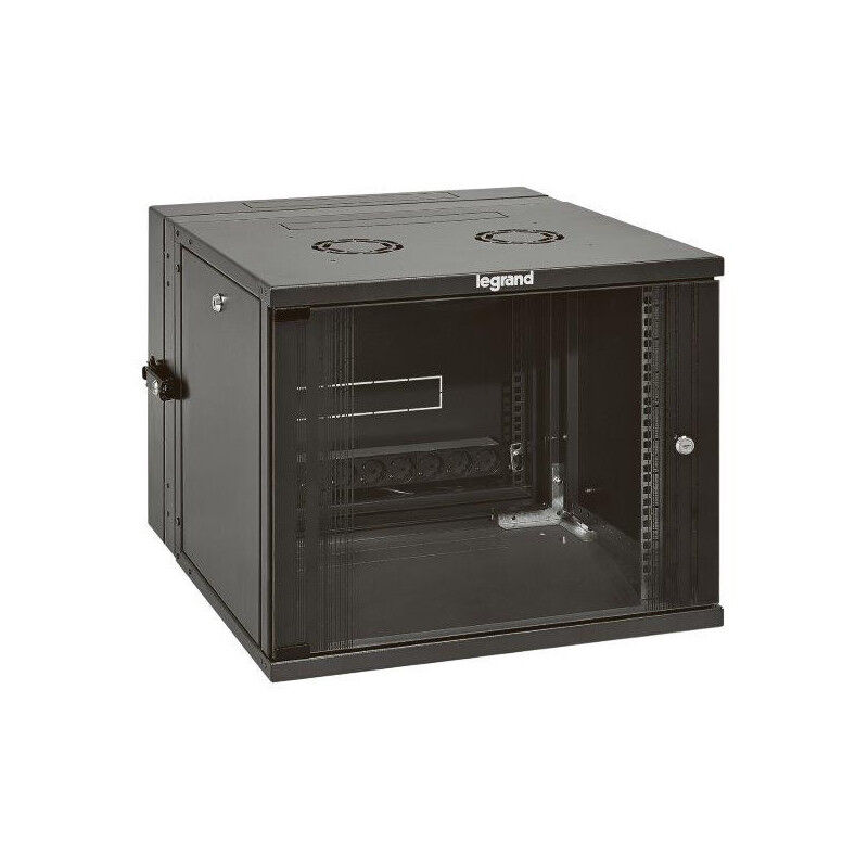 Coffret vdi acier gris cadre pivotant 19 pouces capacité 12U 625x600x610mm livré monté Linkeo Legrand