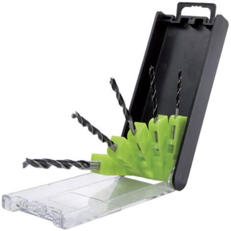 Coffret plastique 5pces bois - queue héxa - dia 3/4/5/6/8 mm
