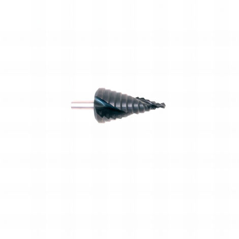 Coffret Plastique de 3 Fraises Etagees hélicoidales HSS (pour acier/metal) + Ti mm