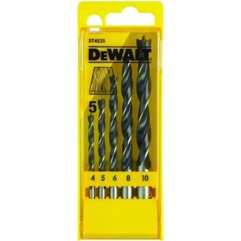 Coffret plastique DEWALT 5 mèches à bois 3 pointes - DT4535