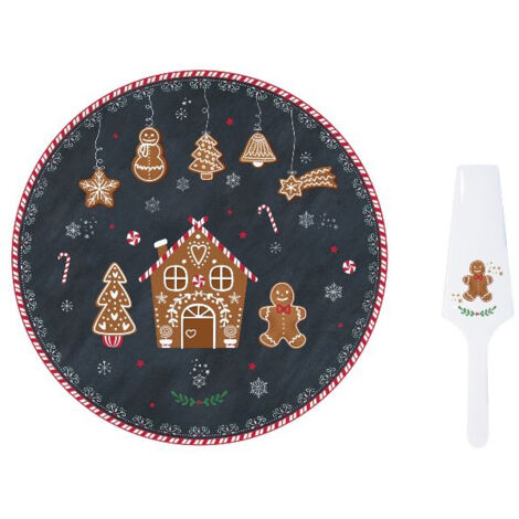 Coffret Plat à Tarte 32 Cm + Pelle De Service - Pain D'épices - Easy Life