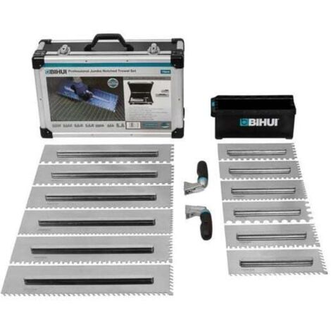 Coffret Pro de 12 peignes INOX crantés interchangeables 28cm et 48cm – Lames en acier inoxydable – Pour travaux de carrelage professionnels
