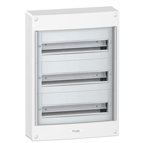 Schneider Electric – Coffret électrique saillie 3 rangées 18 modules – Conception robuste pour installations électriques – Intégration esthétique dans divers environnements