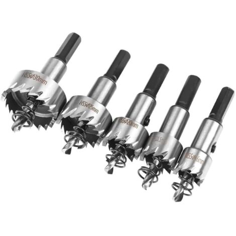 Coffret Scie Cloche, 5PCS Scie Trépan en HSS Cobalt Ø16/18,5/20/25/30mm, Scie Cloche en Acier Haute Vitesse Alliage, Acier, Acier Inoxydable, Approprié au Bois, Plastique, Métal