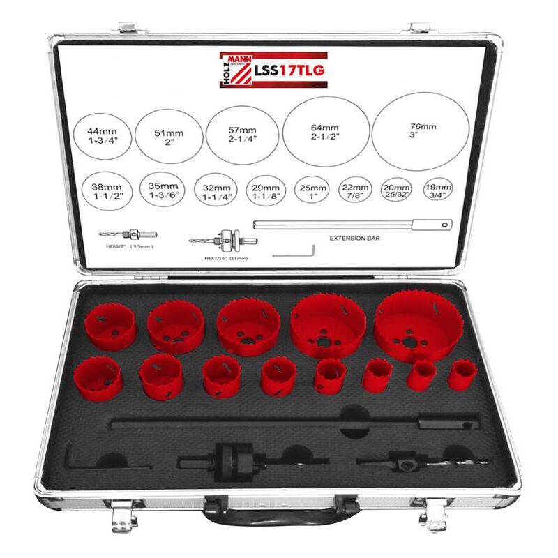 Holzmann - Coffret de 13 scies cloches d. 19 - 76 mm hss métal