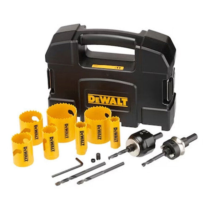 Coffret de 11 pièces pour scies cloches bi métal DEWALT DT90355 QZ Ø19 22 29 38 44 51 57mm