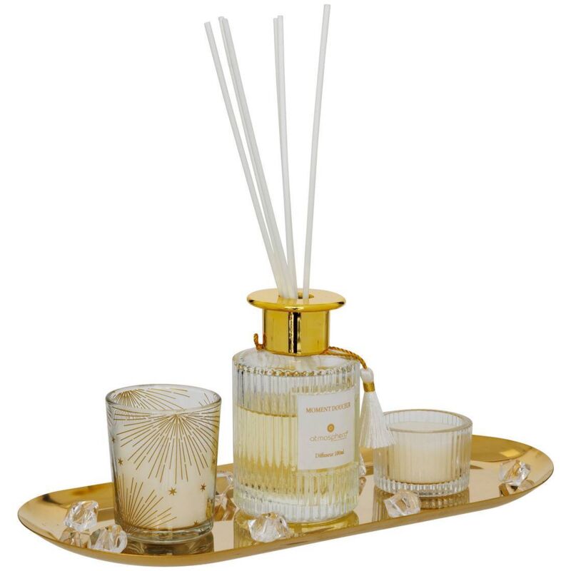 Coffret senteur Gladys l.29,7cm doré - Atmosphera créateur d'intérieur