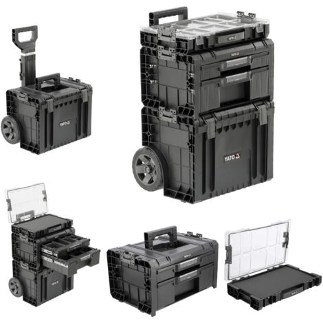 Coffret système, boîte à outils 68,5x45x38 cm, 3 pièces