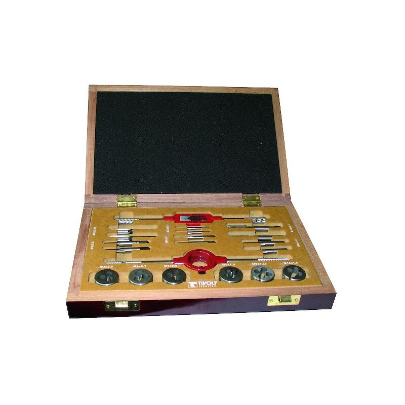 Tivoly - Mallette 20 pièces tarauds - filières - tourne à gauche - porte-filière MFT20