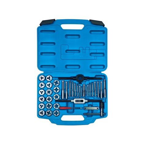 Coffret tarauds et filières 39 pièces – Acier SK5 pour taraudage M3 à M12 – Inclus porte-outils et jauge à filet – King Tony
