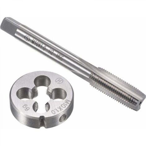 Coffret tarauds et filières Ensemble de tarauds et matrices métriques M10 x 1 mm, taraud à vis à filetage machine HSS avec matrice de filetage ronde en acier à outils en alliage