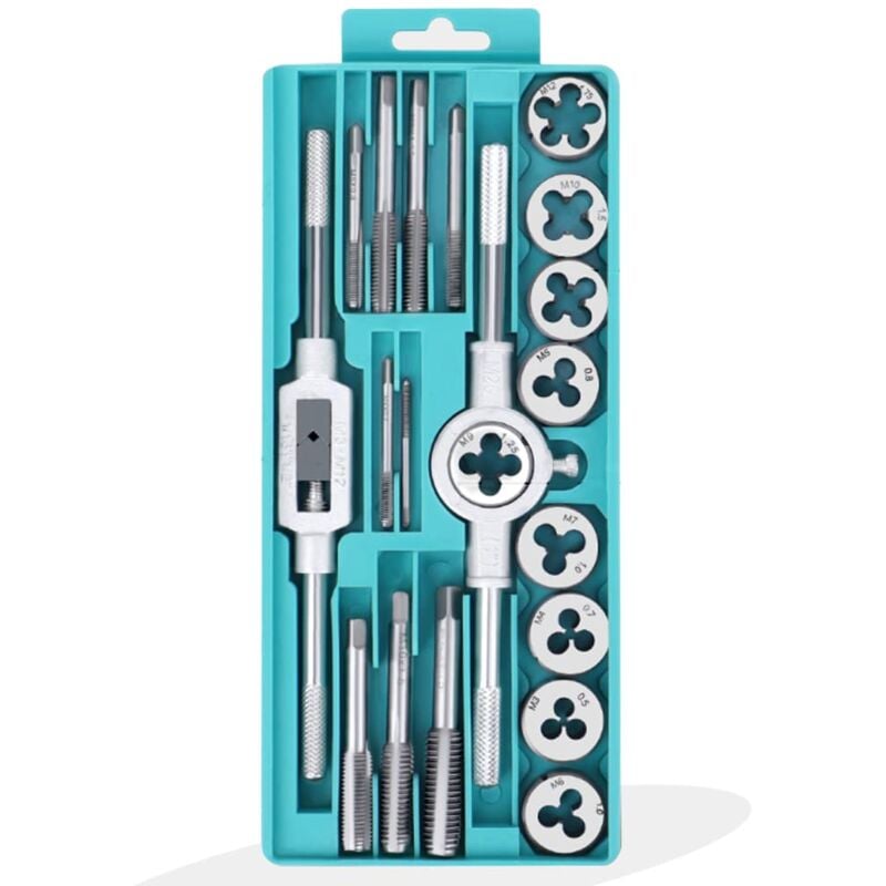 Coffret Tarauds et Filières, Outil Pour Tarauder Métrique 20 Pièces, Filetage Extracteurs de Vis, M3-M12 en Acier, Outils de filetage Clé Vis outils