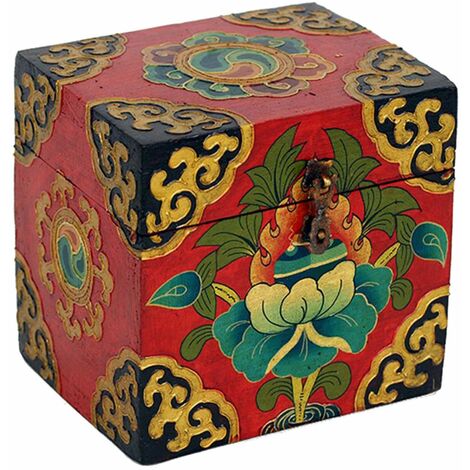 Coffret tibétain Rouge peint à la main