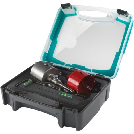Coffret Trépans Ø 68 pour divers Matériaux, 1 Trépan SDS-Plus + 1 Trépan BiM + Guide d'Installation électrique - wolfcraft 5982000