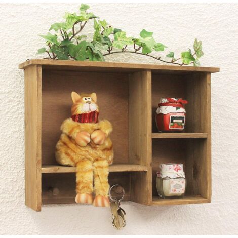 Coffret YX-14B221 Étagère murale shabby 34 cm Vitrine de collectionneur Porte-clés Étagère