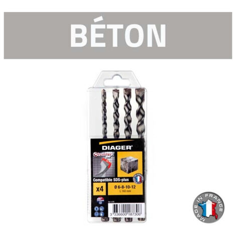 Coffrets de 4 forets béton DIAGER SDS-plus Twister Plus - 127B