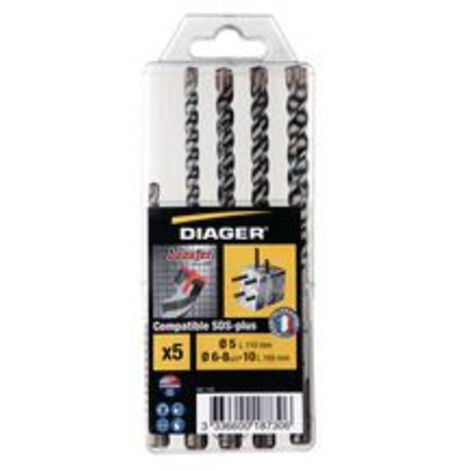 Coffrets de 5 forets béton DIAGER SDS-plus Booster-plus - 110C