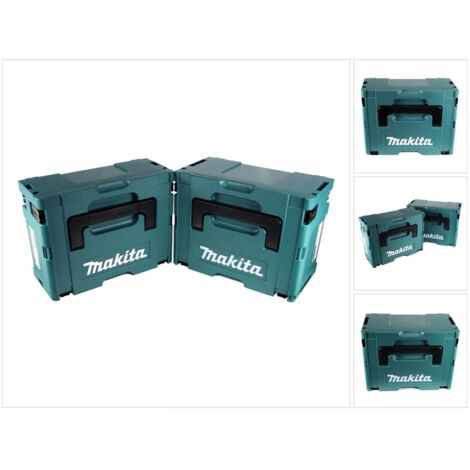 Coffrets de transport empilables Makita MAKPAC 2 et 3 – Plastique robuste – Dimensions H 16/21,5 x L 39,5 x l 29,5 cm – Protection optimale des outils