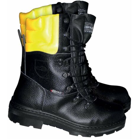 Cofra 25580-000 - Stivali da lavoro adatti a taglialegna Woodsman BIS, con funzione di protezione antitaglio, 42, colore nero