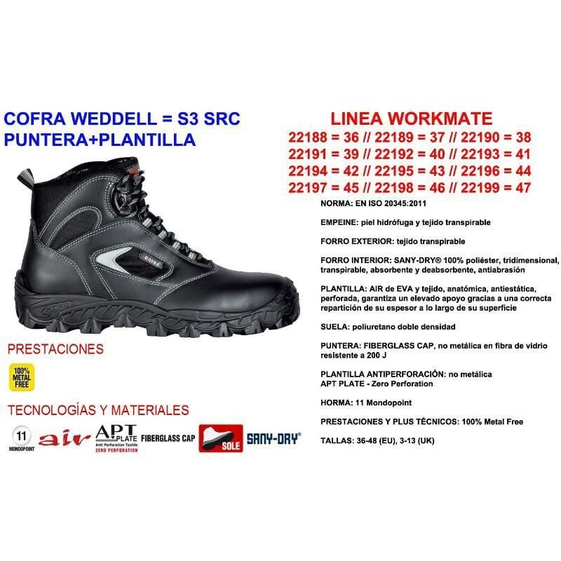 

MIBRICOTIENDA cofra bota weddell nº44 s3 src puntera+plantilla